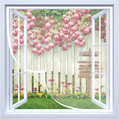 Vliegenhor Raam - Horrengaas Klamboe - Insecten Buiten Houden - Zonder Boren Bevestigen - 80x130cm - Wit