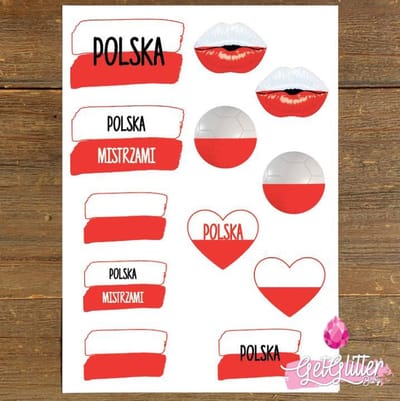 GetGlitterBaby® Plak Tattoos Voetbal / Tijdelijke Tattoo Sticker / Nep Tatoeage / Gezicht en Lichaam Schmink Versiering - Polen / Poolse Vlag / Poland / Polska
