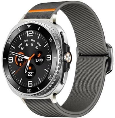 By Qubix - smartwatch bandje - Compatible Samsung bandje - Nylon Loop bandje - Grijs - Geschikt voor Samsung Galaxy Watch 9 (40/44mm) - Watch 8 (40/44mm) - Watch 8 Classic (46mm)