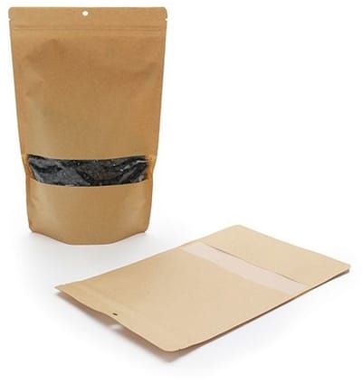 Stazakken Kraft 17x9x28,5cm | 340 gram met rond ophanggat (100 stuks) | Doypacks | Stand up pouches