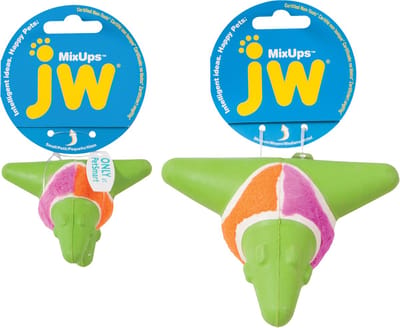 JW Mixups Arrow Ball - Hondenspeeltje - Hondenbal - Groen/Roze/Oranje - Small - ø 7,5 cm