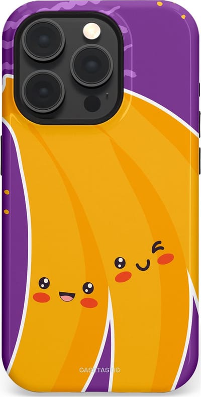 Casetastic hoesje geschikt voor Apple iPhone 15 Pro - MagSafe - Dubbellaagse bescherming - Blije Banaan - Fashion Case - Lavendel Geel