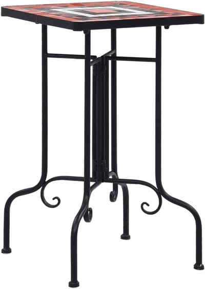 Keramische bijzettafel - Mozaïek tafel - Buitenmeubel - Weerbestendig mozaïek - 35x35x56 cm - Terracotta en wit