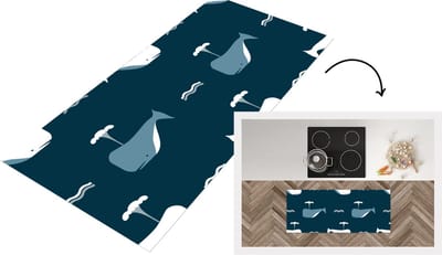 Keukenloper - Loper keuken - Patronen - Walvis - Water - 120x50 cm - Keukenloper vinyl