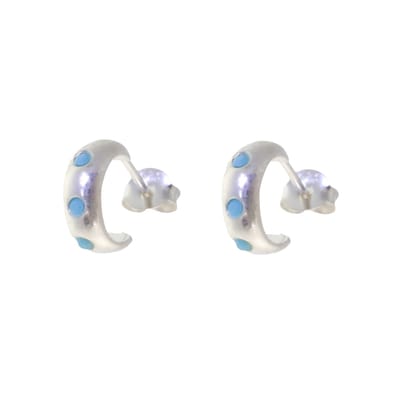 Behave – Oorbellen – 925 Sterling Zilveren Kleine Oorring met Turqoise Blauwe Kristal steentjes