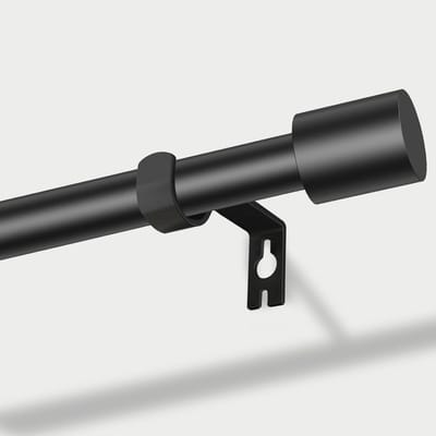 Gordijnroede Roestvrij Staal - Vensterstang Mat Zwart - Inkijk Weren - Verstelbare Houders - 76-210 cm - Mat Zwart