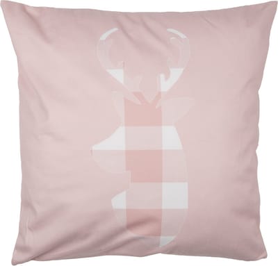 Clayre & Eef Kussenhoes 45x45 cm Roze Wit Polyester Hert Sierkussenhoes