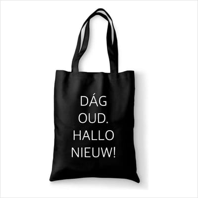 Katoenen tas met tekst Dag oud hallo nieuw - Sinterklaas cadeautjes - kerstcadeautjes - Sinterklaasgeschenken - Kerstgeschenken - Cadeau vrouw - Cadeau Man
