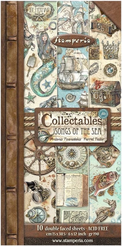 Stamperia - Songs of the Sea Collectables 6x12 Inch Paper Pack (SBBV25)