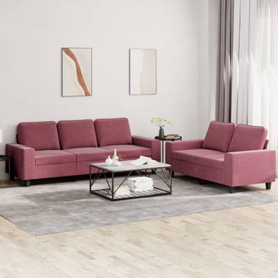 vidaXL - 2-delige - Loungeset - stof - wijnrood