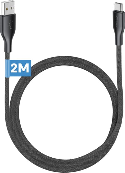 Usb naar usb C kabel - Stevige oplaadkabel usb C - 2 meter - Oplader usb naar usb C - Zwart - Phreeze