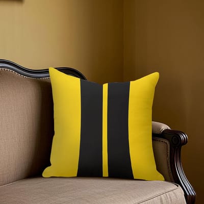 Minimalistische Gele & Zwarte Verticale Strepen Vierkante Kussenhoes voor Bank Kantoor Lendenkussenhoes Huis Decoratieve Kussensloop 45x45cm