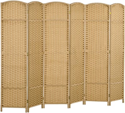 Kamerscherm Bamboe - Privacy Scherm Binnen - Ruimteverdeler 6-Delig - Scheidingswand Woonkamer - Opvouwbaar - Vrijstaand - Natuurlijk - Woonkamer - 240x170 cm - 6 Panelen - Natuur