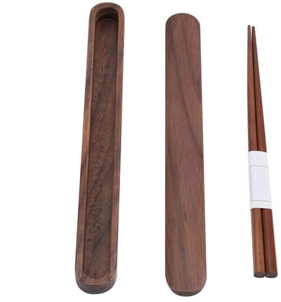 Dailygoody - Eetstokjes Set - Herbruikbare Houten Eetstokjes - Voedselveilig en Duurzaam - 23 cm - Draagbare Opbergdoos - Geschikt voor Thuis, School