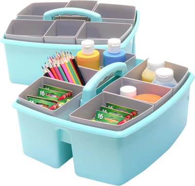 Grote Caddy met Sorteerbekers - 2-Pack - 13 x 11 x 6,38 Inch - Teal