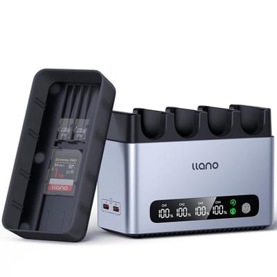Batterijlader - Camera Oplader - Meerdere Batterijen - PD 65W Snelladen - 12 x 16 x 5 cm - Zwart
