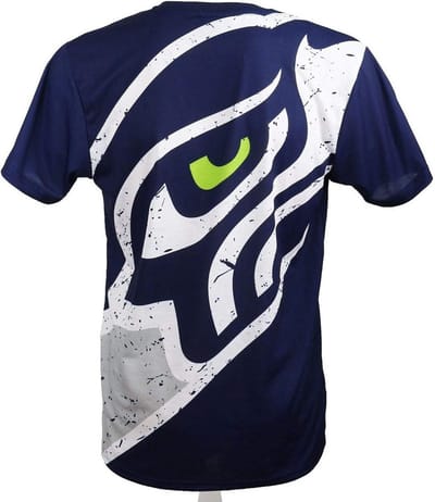 Seattle Seahawks T-shirt Groot Logo Achterkant Marineblauw Unisex