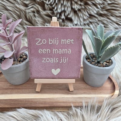 Robuust wenstegeltje – Zo Blij met een Mama zoals Jij – 10x10 cm – Lief Cadeau voor Moederdag, Mama's Verjaardag of Zomaar voor Mama – Wanddecoratie – Trendy nu