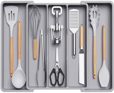 Unyqoos ® Lade-inzetstuk voor Keuken met Uitbreidbare en Verstelbare Vakken voor Optimaal Opbergen