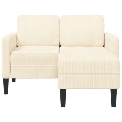 vidaXL - 2-zitsbank - met - ligstoel - L-vormig - crèmekleurig - 125 - cm - linnen