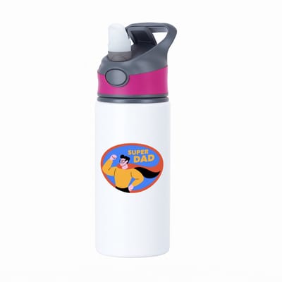 Hacebo® - super dad waterfles met rietje roze - Vader - papa - Vaderdag - cadeau - verjaardag - kado - water fles - 650ML