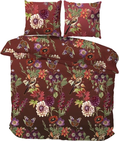 iSleep Dekbedovertrek Lydia - Eenpersoons - 140x200/220 cm - Bordeaux
