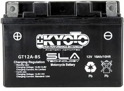 Batterie SLA Kyoto pour Moto Kawasaki 1000 Z SX 2014 à 2019 YT12A-BS SLA / 12V 10Ah Neuf