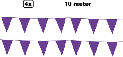 4x vlaggenlijn paars 10 meter - Festival thema feest party verjaardag gala jubileum