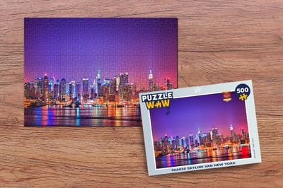 Puzzel New York - Skyline - Paars - Legpuzzel - Puzzel 500 stukjes