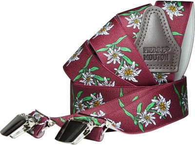 Pierre Mouton Edelweiss Bretel - Bretels - Volwassenen - Heren - Bordeaux - 120cm - 3 brede clips - M - L