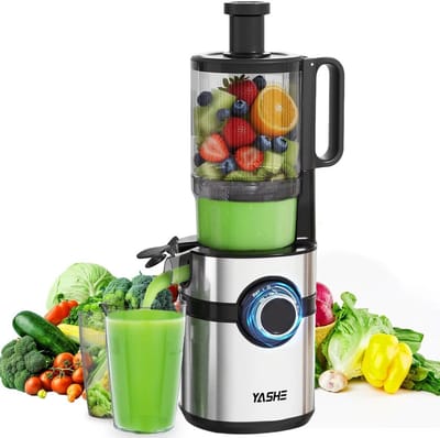 JOYNEXTBUY - Sapcentrifuge - Slow Juicer met Brede Vulopening - Fruit- & Groentesap Pers - RVS - 2 Snelheden - BPA-vrij - Groenten