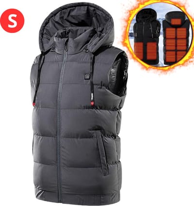 Nivard Verwarmde Bodywarmer - Heated Vest - Elektrische Bodywarmer - Met Capuchon - Jas - Oplaadbaar - Heren - Maat S - Grijs