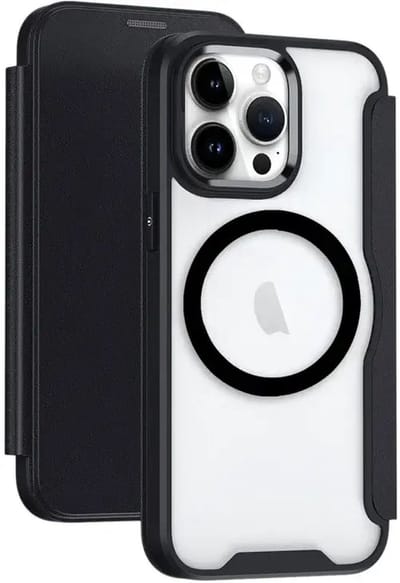 Portemonnee Hoesje Geschikt voor Apple iPhone 14 Pro | Compatibel met MagSafe | Wallet Book Case met Magneet | Beschermhoes met Pasjeshouder | Zwart