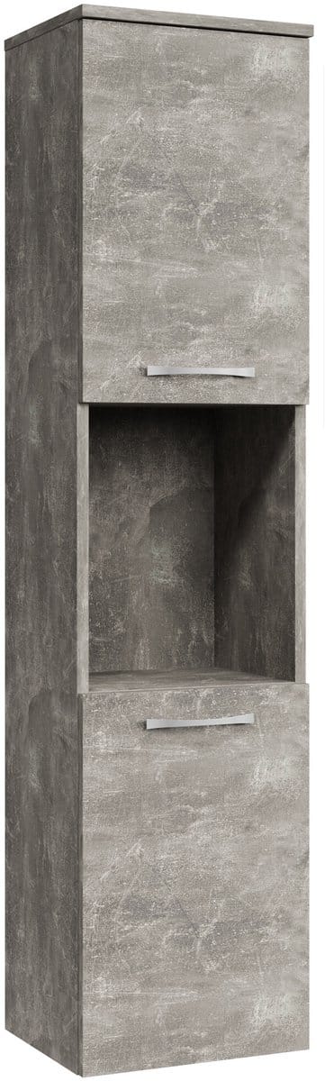 Badplaats Badkamerkast Montreal 30 x 30 x 131 cm – Beton Grijs – Hangende Kolomkast met 2 Deuren