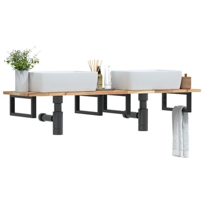vidaXL - Badkamer - wandschap - staal - en - massief - acaciahout