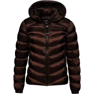 Superdry Hooded Fuji Padded Jacket Dames Jas - Dark Oak Brown - Maat S