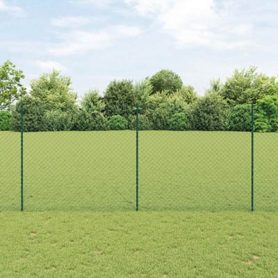 vidaXL - gaashek - met - palen - 10 - x - 1,4 - m - PVC-Coated - Staal - Groen - Mesh