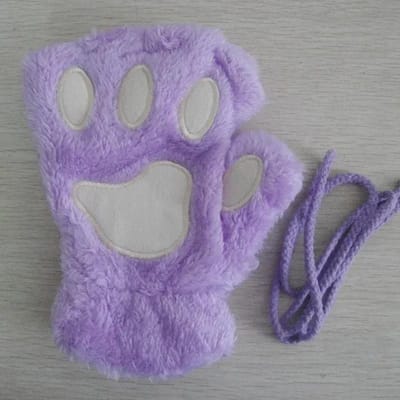 Mooie pluchen kattenklauwpoothandschoenen Pluche wanten Warme zachte pluchen korte vingerloze pluizige berenhandschoenen Kostuum halve vingerhandschoenen gray