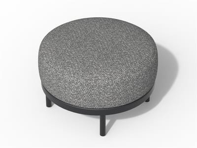 Tierra Outdoor Loungehocker Fresca Organic - Ronde Pouf voor buiten - Aluminium en Olefin - Charcoal en Stone Grey - H.41cm - Ø70cm