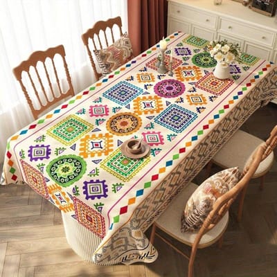 Bohemian Bloemen Rechthoekig Tafelkleed voor Tafeldecoratie Boho Nationale Stijl Geometrisch Print Keukentafelkleed Feestdecoratie 100x160cm