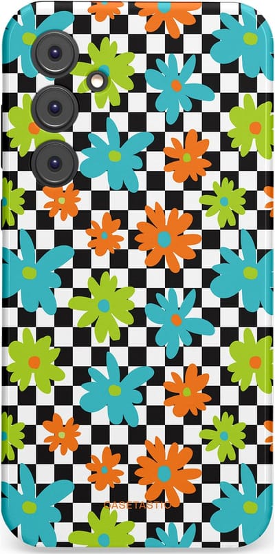 Casetastic Hoesje Geschikt voor Samsung A35 - Stijlvolle Beschermende Duo-layer Case - Retro Bloem Power