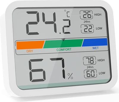SnelShoppen - Digitale Thermometer Hygrometer met Magneet - Nauwkeurige Thermo-Hygrometer voor Binnen - MIN/MAX Registraties - Inclusief Batterij - Wi