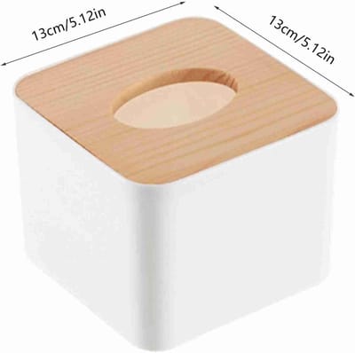 SnelShoppen - Houten tissue dispenser met plastic deksel, modern design, voor tissues, hygiënisch, geschikt voor woonkamer, slaapkamer, kantoor, resta