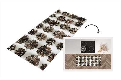 Keukenloper - Loper keuken - Dennenappels - Winter - Wit - 120x50 cm - Keukenloper vinyl