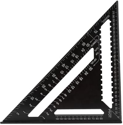 Allecto - Driehoek liniaal - Aluminium liniaal - Hoge precisie - 12 inch - Multifunctioneel meetgereedschap - Voor timmerwerk - Zwart