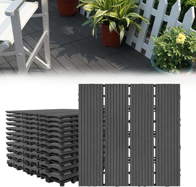 WPC Vloertegels Antraciet 30x30cm met Kliksysteem voor Terras en Balkon (Totaal 2m²)