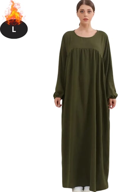 Bovista Islamitische Kleding - Djellaba Dames - Moslim Kleding - Arabisch Dames Kaftan - Alhamdulillah - LegergroenL