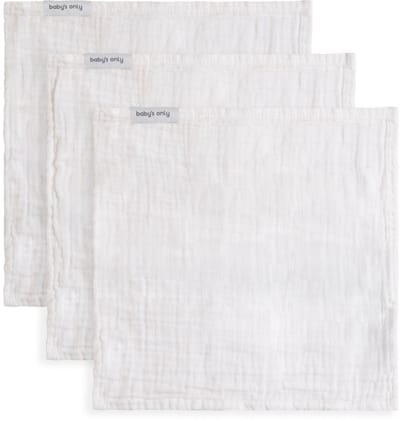 Baby's Only Monddoekje Tender - Hydrofiele monddoekjes baby - Spuugdoekjes - Washandjes set - Hydrofiele doek - Wit - 30x30 cm - 3-pack - 100% prewashed katoen