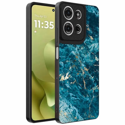 Geschikt voor Motorola Moto G86 Telefoonhoesje met marmer opdruk - TPU backcover case blue marble design - Blauw - Smartphonica geschikt voor Motorola Moto G86