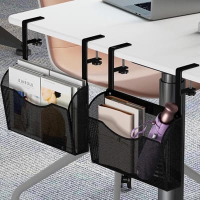 Onder bureaulade - Bureau organizer - Opbergen kantoor - Klembevestiging zonder boren - 35x22x8 cm - Zwart